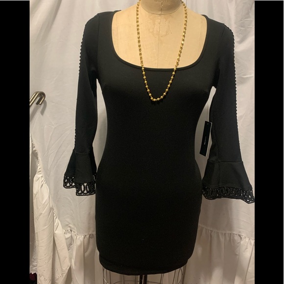 Lulus Dresses & Skirts - NWT Lulus Black Bell Sleeve Lace Dress sz Med